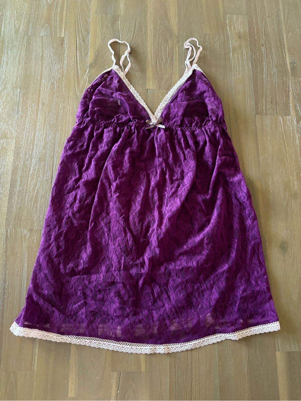Purple Babydoll Lace Trim Lacy Chemise Nightdress